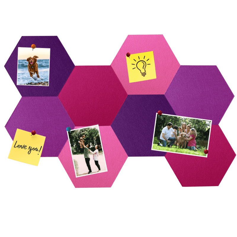 Hexagon Felt Bulletin Board Tiles - Self-Adhesive Wall Organizer for Home Office & Classroom