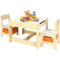 Kids Activity Table and 2 Chairs Set with Storage - Toddler Play & Study Furniture