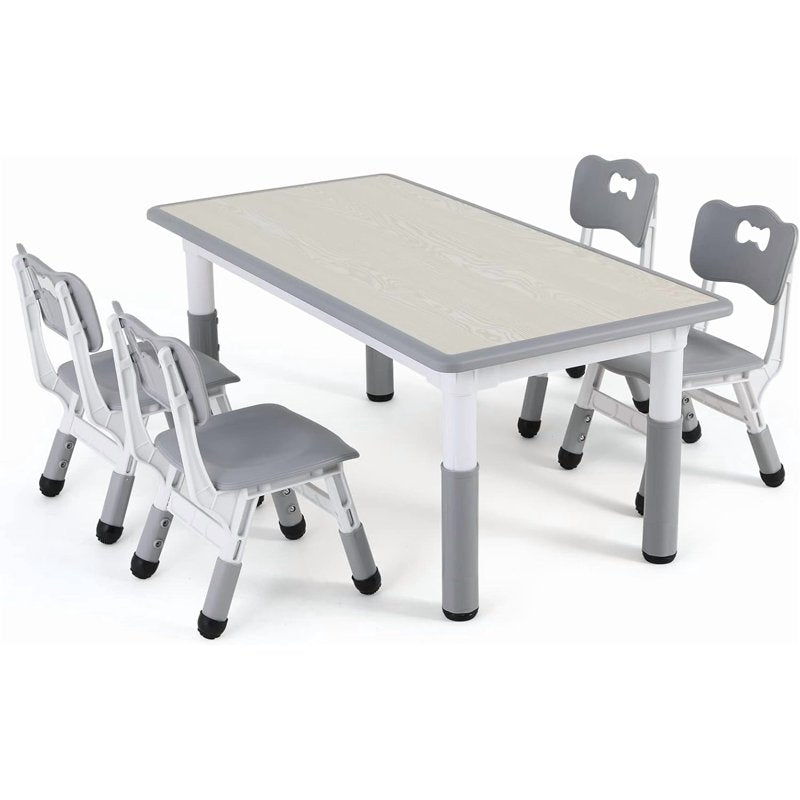 Kids Adjustable Activity Table and Chair Set with Graffiti Desktop — Safe & Sturdy