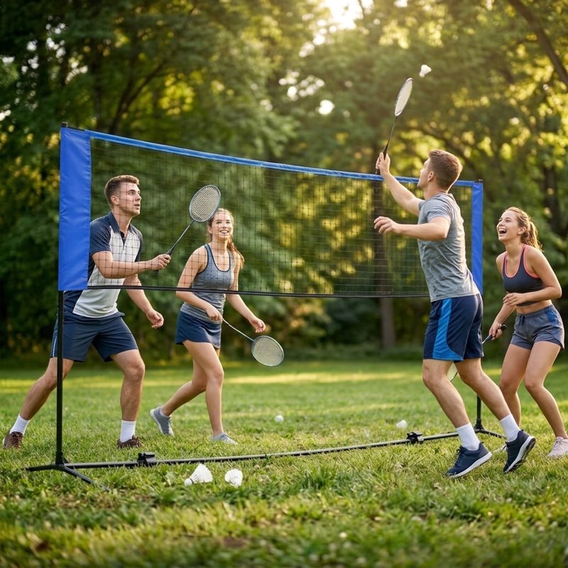 Adjustable Height Badminton Volleyball Pickleball Net 13ft Nylon Portable Foldable