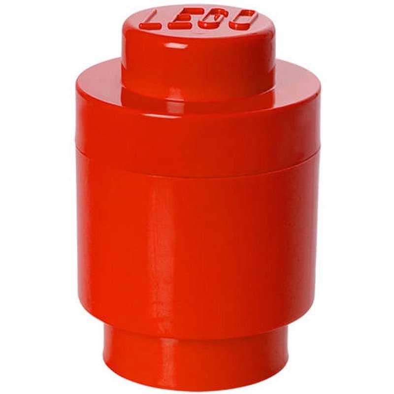 Kids Toy Storage Bin - Round Brick Shape, Bright Red, Green, Yellow or White