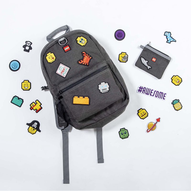 Customizable Unisex Patch Backpack with 46 LEGO Patches - Black