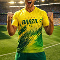 Brazil National Team Soccer Jersey Men Quick-Dry Breathable Graphic Shirt - Light Blue, A01