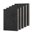5 Pack Lined Journal Notebooks - A5 Soft Cover Leather Bulk Journals for Writing
