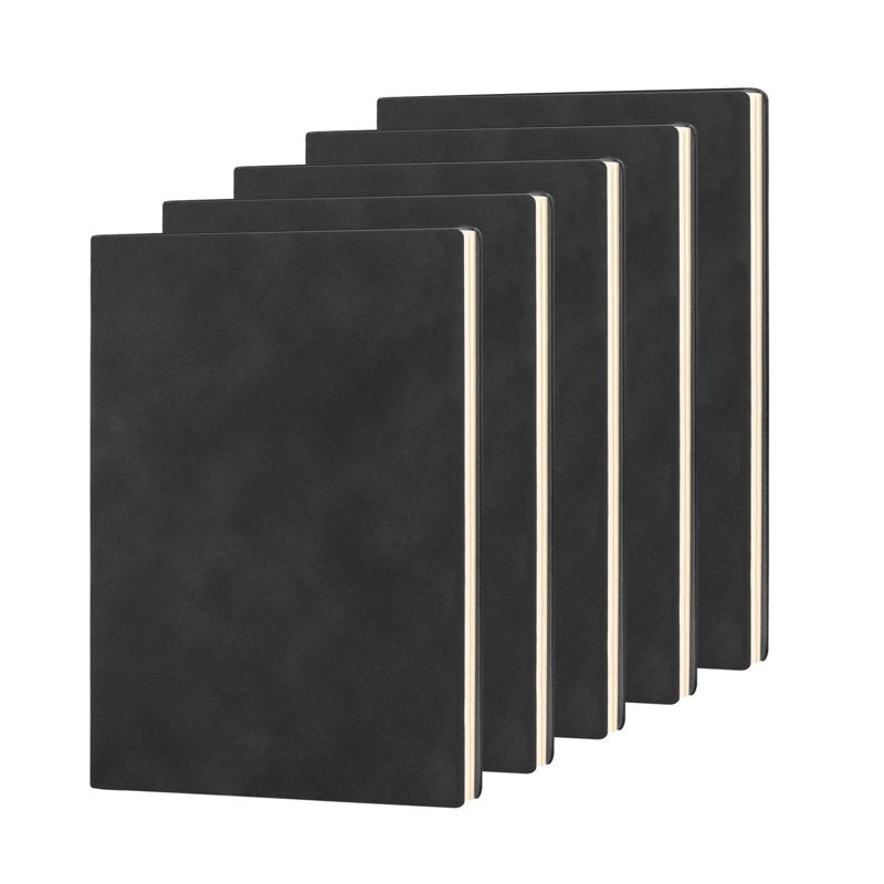 5 Pack Lined Journal Notebooks - A5 Soft Cover Leather Bulk Journals for Writing