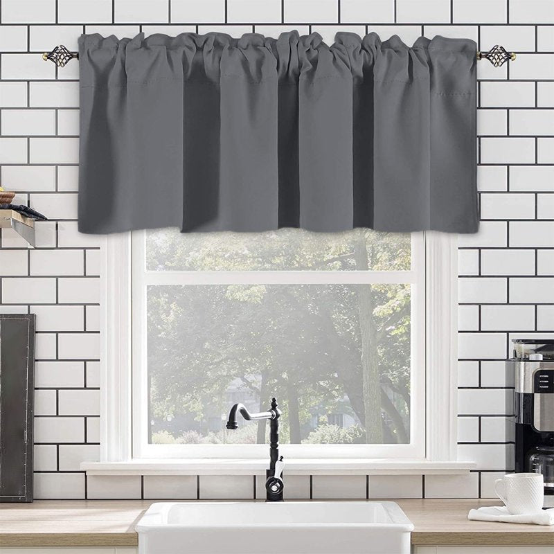 Blackout Window Valance Curtains 42x18 Inches for Kitchen & Living Room
