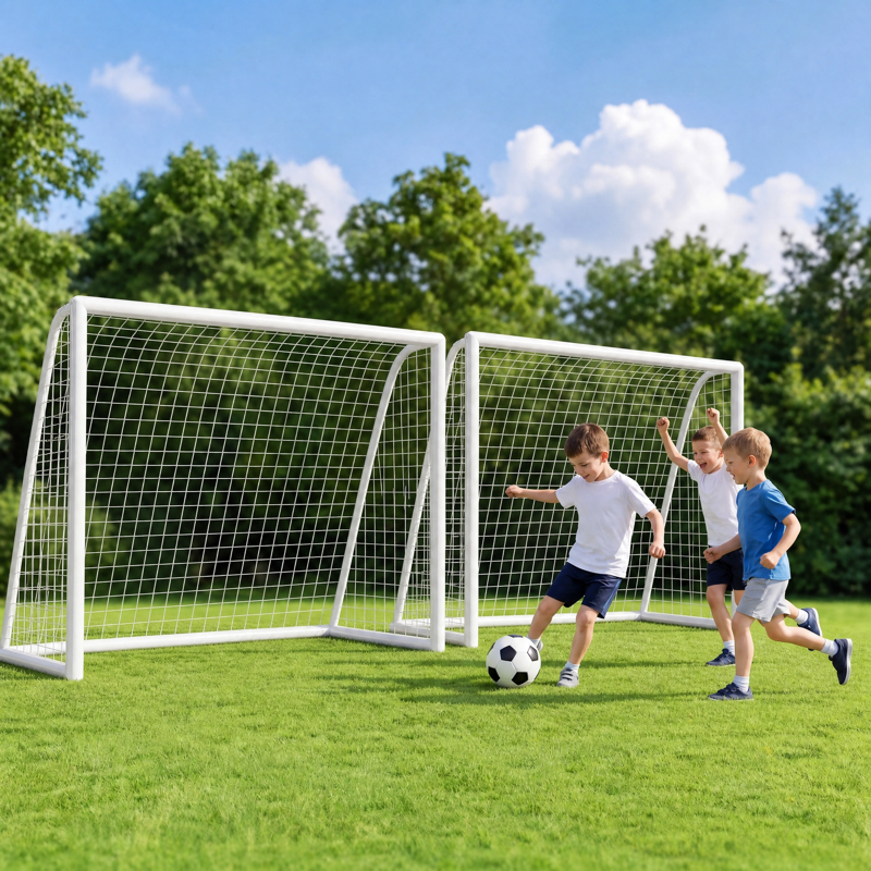 LIFERUN 8x6 ft Soccer Goal Net Set (2 Nets) with Carry Bag, UPVC Frame, Weatherproof – Portable for Backyard
