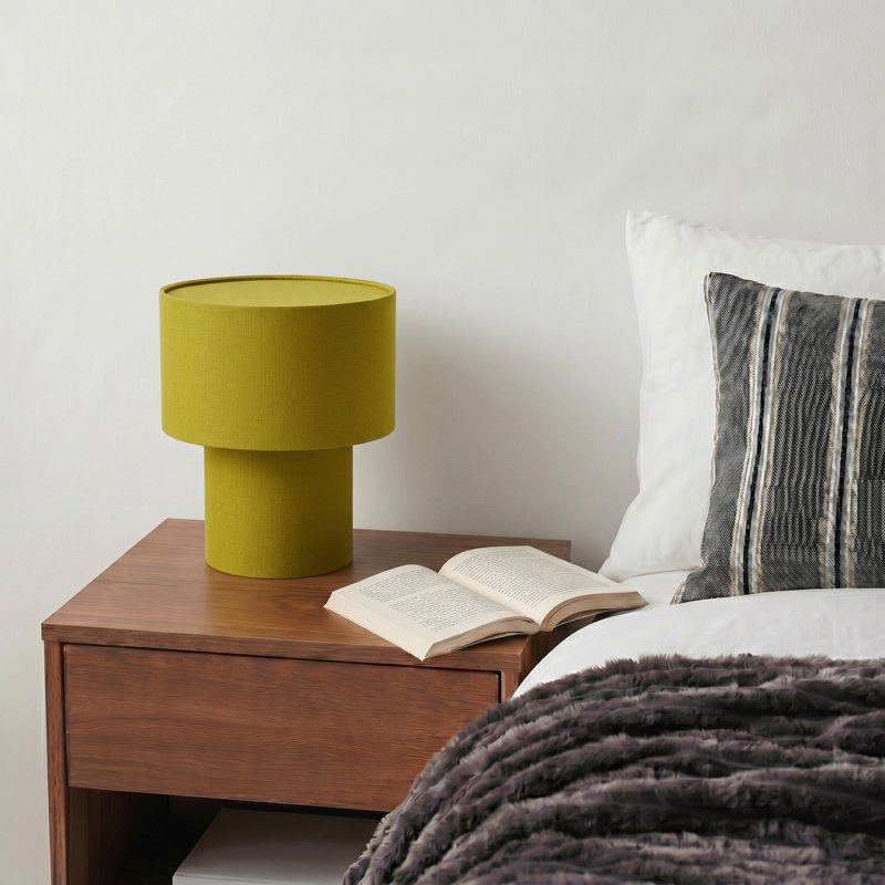 13-Inch Linen Fabric Table Lamp with Inline Switch - Multiple Colors