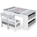 Kids Activity Table and Chair Set with Paper Roll & Storage - Toddler Art & Study Desk