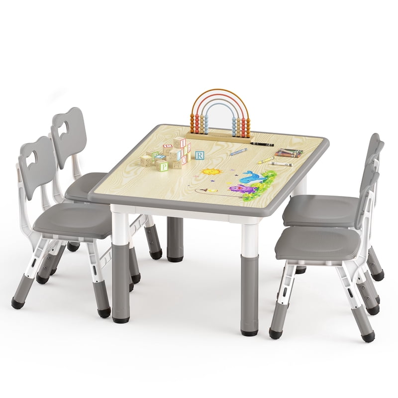 Kids Adjustable Height Table and Chair Set for Play & Learning - Spacious, Stable, Easy Assembly