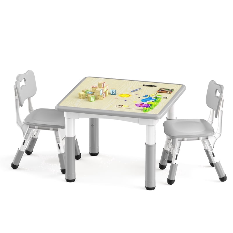 Kids Adjustable Table and Chair Set for Toddler Activities - Gray