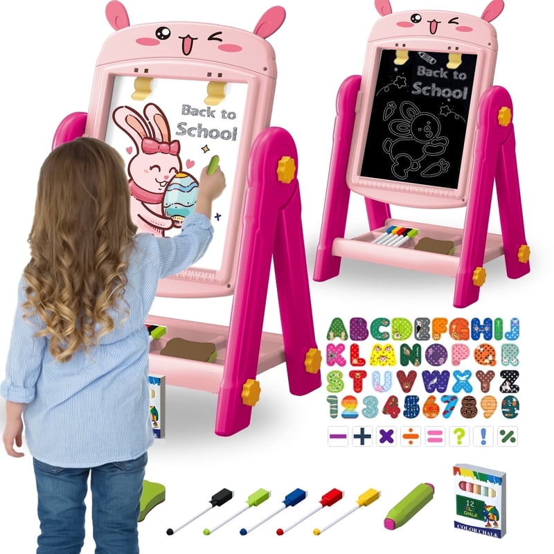 Kids Magnetic Drawing Easel - Double-Sided Art & Learning Board for 3-8 Year Olds
