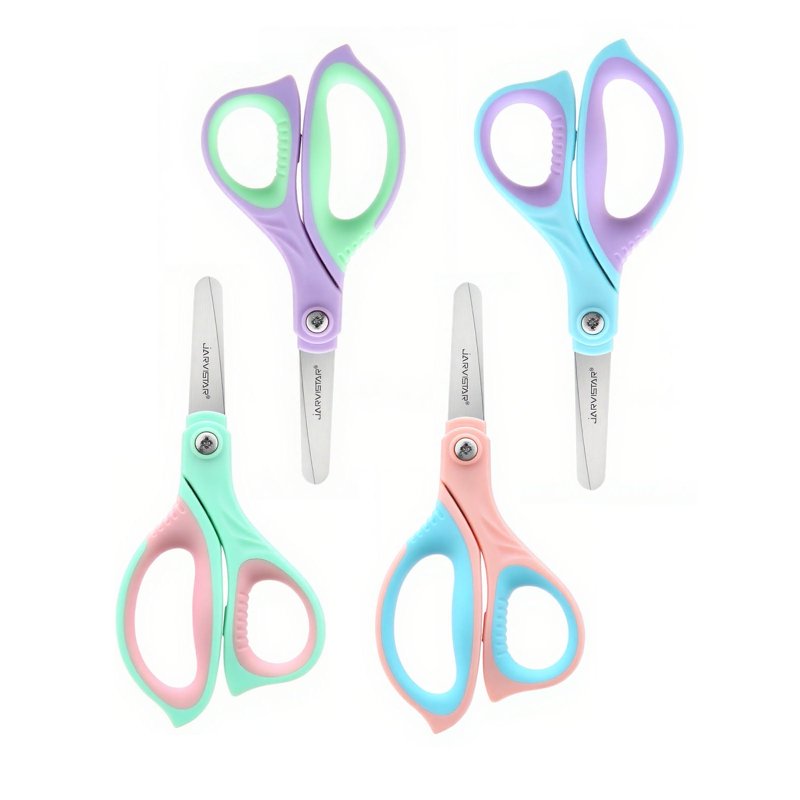 Kids Safety Scissors Set - 4-Pack 5.5-Inch Rounded Tip Craft & School Scissors