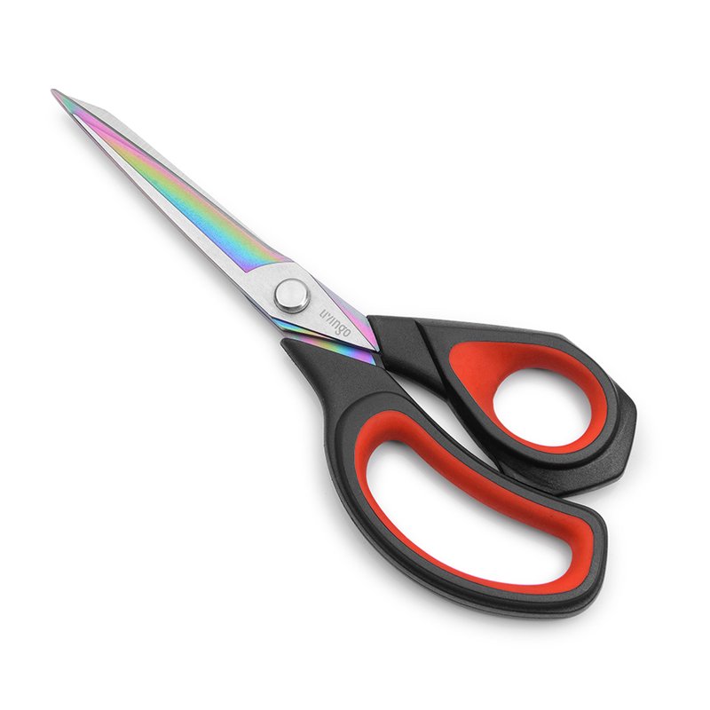 LIVINGO 9.5" Titanium Coated Fabric Scissors Heavy Duty Tailor Shears - Red/Black