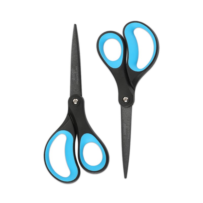 Office Scissors, Titanium Coated Blades, Non-Stick 8", 2 Pack - Black & Blue