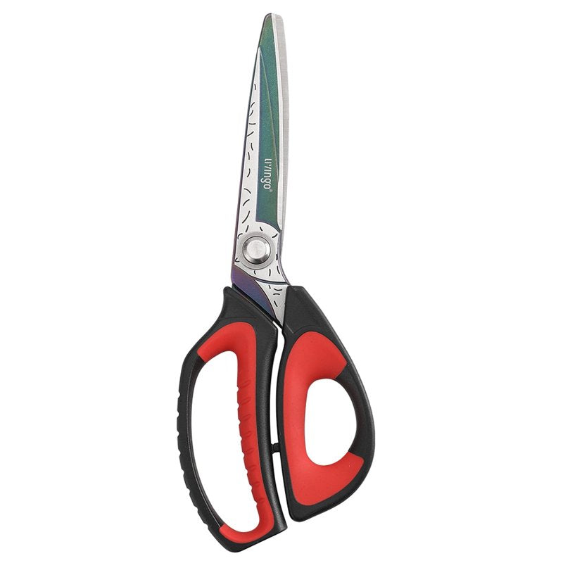 Heavy Duty Fabric & Leather Scissors - Titanium-Coated Blades, Comfort Grip Handles, 10-Inch