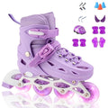 Adjustable Inline Skates for Women and Girls with Illuminated Rainbow Wheels