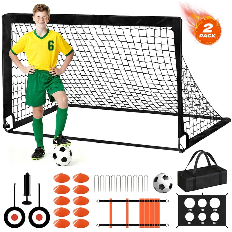 Portable 6x4 ft Kids Soccer Goal Set with Ball & Accessories – Backyard Training