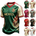 LNZGNM 2026 Mexico Soccer Jersey - Men’s Gray M V-Neck Fan Shirt for Game Day