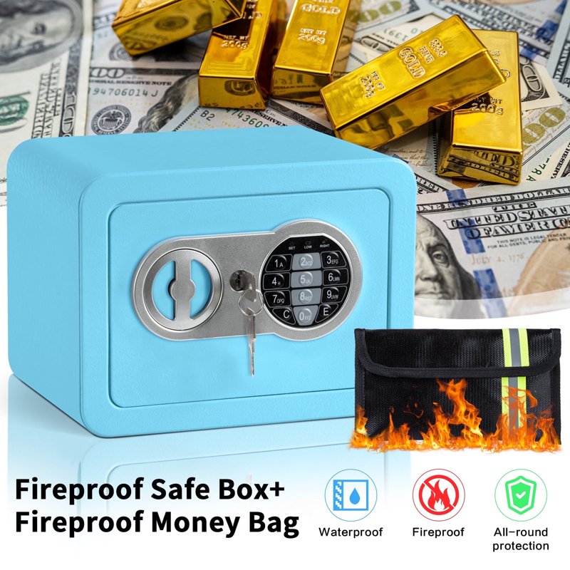 Digital Steel Safe Box with Fireproof Money Bag for Home Security