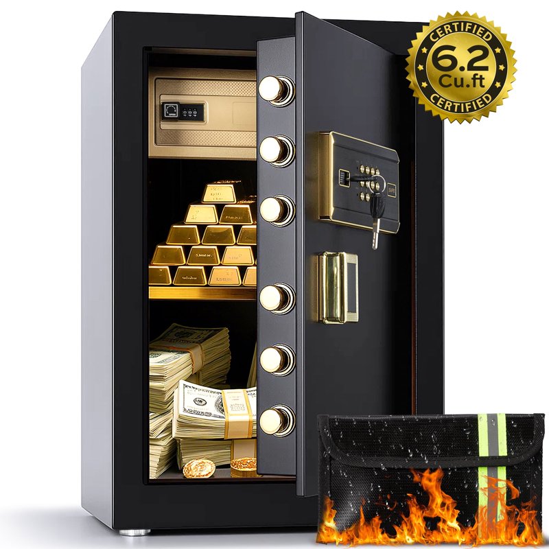 Large Fireproof Steel Safe with Dual Alarm System and Lockable Interior - 6.2 Cu.Ft