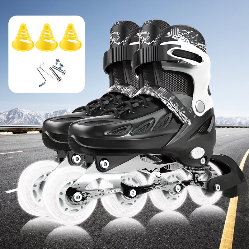 Adjustable Unisex Inline Skates with Light-Up Wheels for Teens & Adults