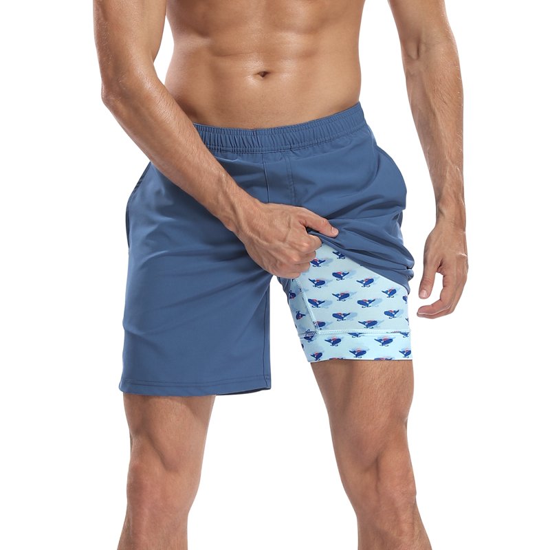 Screamin' Eagle 7-Inch Inseam Athletic Shorts with Compression Liner - XL, 2-in-1 Workout