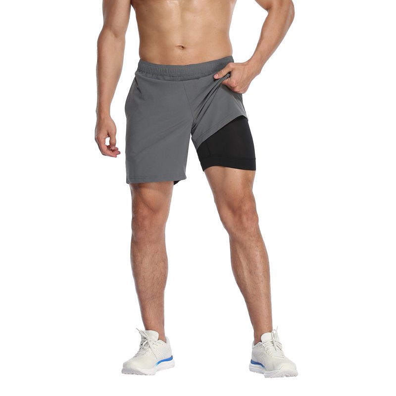LRD Mens Performance Workout Shorts with Compression Liner 7 inch Inseam