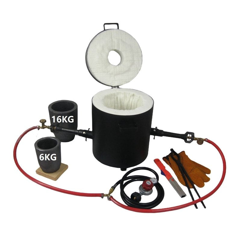 16KG Gas Metal Melting Furnace with Double Burners for Casting & Foundry