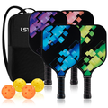 Multicolor LSTECICE Pickleball Paddles Set of 4 - Lightweight Fiberglass with Balls & Bag