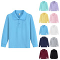 Kids Polo Shirt Long Sleeve Uniform Top for Boys Girls Casual School Wear