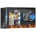 Biometric Security Safe Box 0.44 Cu Ft with Electronic Keypad Wall Mount & LED Light
