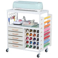 Craft Storage Cart with 28 Vinyl Roll Holders and 5 Drawers - Rolling Organizer for Cricut Machines