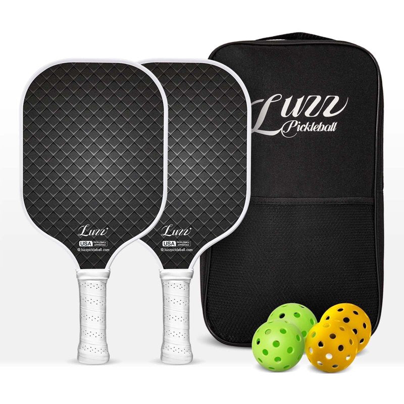 Variation of THIS listing: LUZZ Carbon Fiber Pickleball Paddle Set of 2 with 4 Balls and Carry Bag, USAPA Approved, T705 + DARK