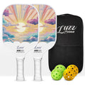 LUZZ Bliss Carbon Fiber Pickleball Paddle Set of 2 - 4 Balls, Carry Bag, USAPA Approved