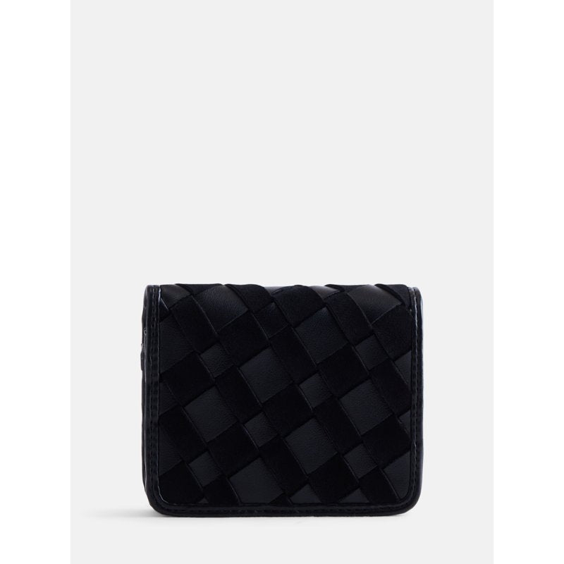 Woven Bifold Wallet for Women with Snap Closure and Removable Pouch