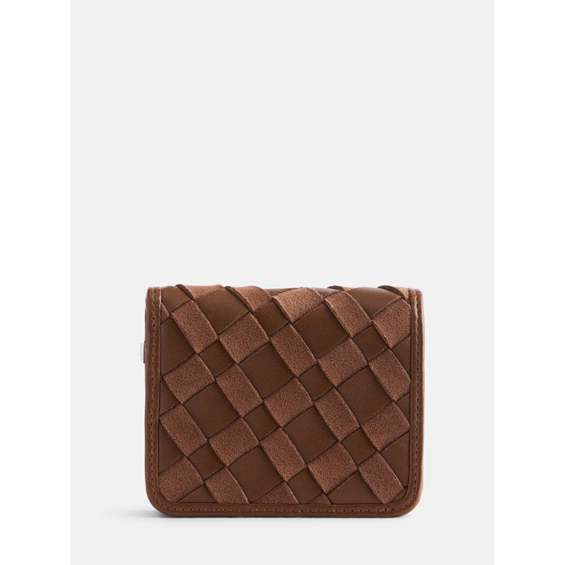 Women's Woven Bifold Wallet with Snap Closure and Removable Pouch