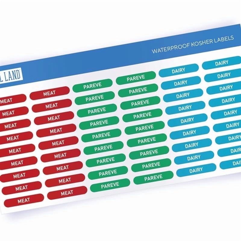 Kosher Food Label Stickers Pack of 108 - Dishwasher Safe Meat Dairy Pareve