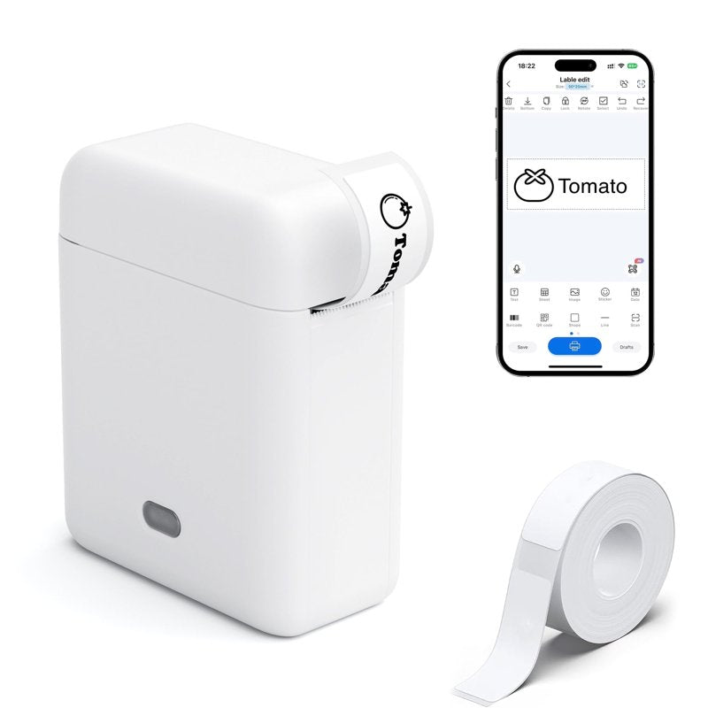 Portable Bluetooth Label Maker with Tape - Wireless Handheld Printer for Home Office & School