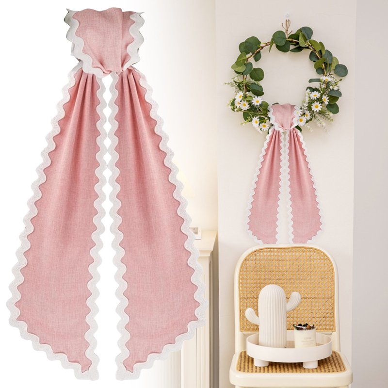 Decorative Wreath Sash Ribbon with Lace Trim for Front Door Holiday Wedding