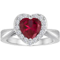 Ladies Sterling Silver Created Ruby Ring - Fine Jewelry for Women Size 7