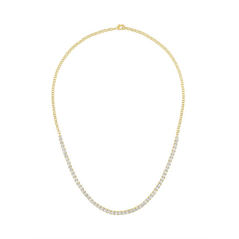 Ladies 14K Gold Plated Simulated Diamond Necklace 18 Inch Elegant Jewelry