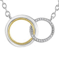 Ladies Diamond Accent Sterling Silver Gold Plated Double Circle Necklace
