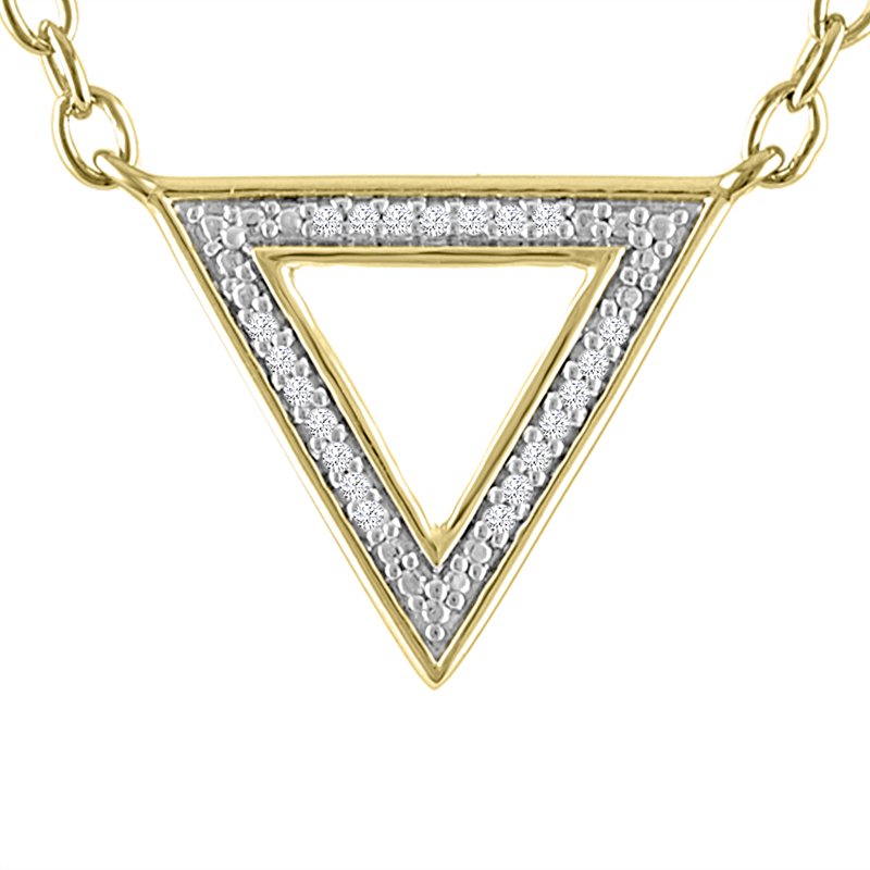 Ladies Diamond Accent Triangle Necklace in 14K Gold Plated Sterling Silver