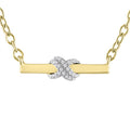 Ladies Diamond Accent X Bar Necklace in 14K Gold Plated Sterling Silver