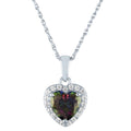 Sterling Silver Ladies Heart Pendant with Mystic Topaz & CZ Necklace 18"