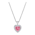 Sterling Silver Lab Created Pink & White Sapphire Pendant 18 Inch Jewelry