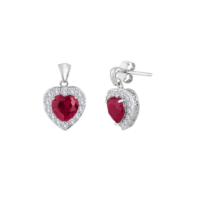 Sterling Silver Lab Created Ruby Earrings for Women - Elegant Fine Jewelry