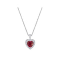 Sterling Silver Lab Created Ruby & White Sapphire Pendant Necklace 18 inch