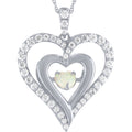 Sterling Silver Opal Heart Pendant Necklace for Women - 18 Inch Jewelry